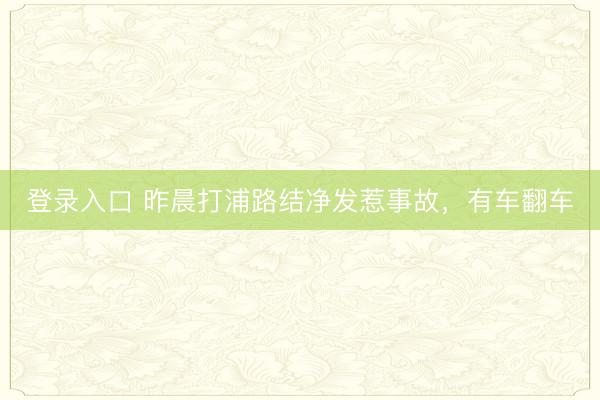 登录入口 昨晨打浦路结净发惹事故，有车翻车